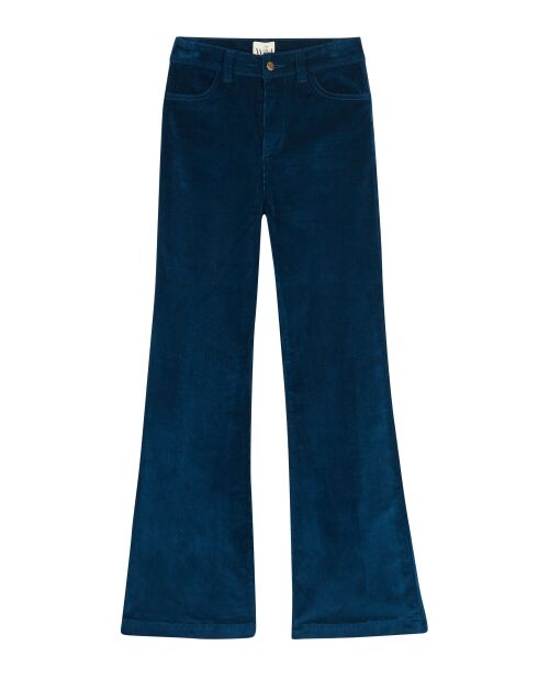 Pantalon flare en velours côtelé Victoria bleu