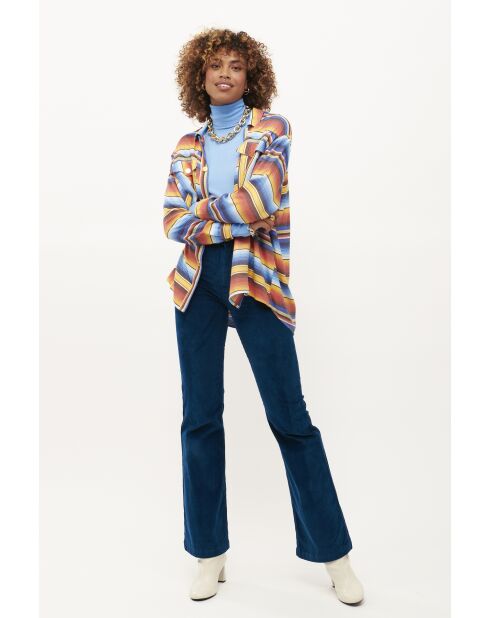 Pantalon flare en velours côtelé Victoria bleu