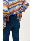 Pantalon flare en velours côtelé Victoria bleu