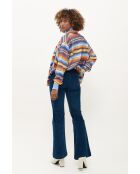 Pantalon flare en velours côtelé Victoria bleu
