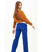Pantalon droit en velours côtelé William bleu