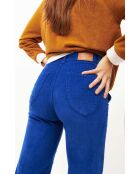 Pantalon droit en velours côtelé William bleu