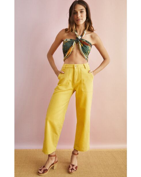 Pantalon jean large rétro Henry jaune