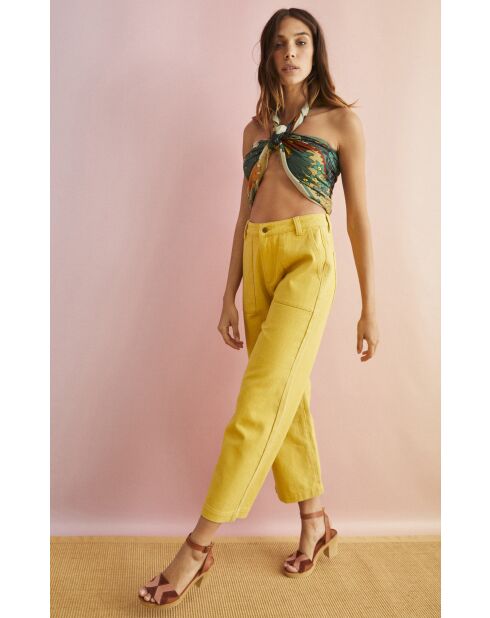 Pantalon jean large rétro Henry jaune