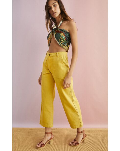 Pantalon jean large rétro Henry jaune