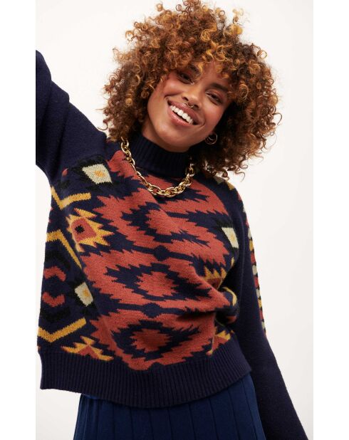 Pull oversize imprimé navajo Baxter bleu