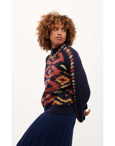 Pull oversize imprimé navajo Baxter bleu