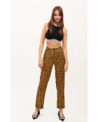 Pantalon droit Leopard marron