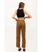 Pantalon droit Leopard marron