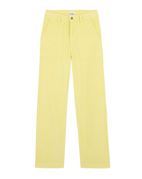Pantalon droit en velours côtelé William jaune