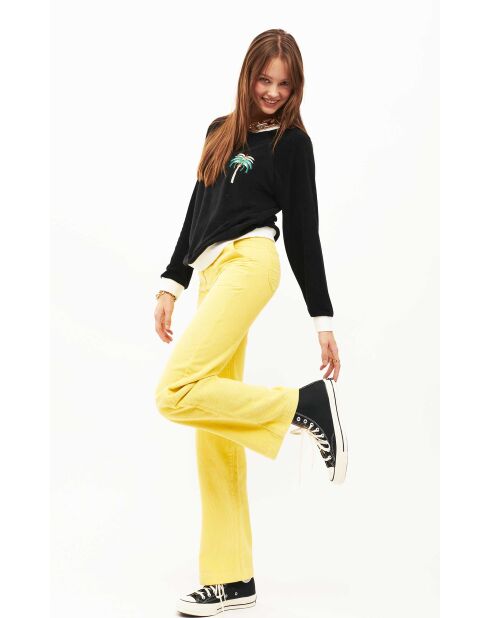 Pantalon droit en velours côtelé William jaune