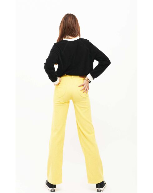 Pantalon droit en velours côtelé William jaune