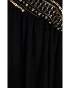 Robe courte en gaze de coton avec broderies Claire noire