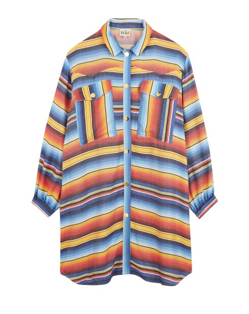 Robe courte rayée colorée Nikiti bleue