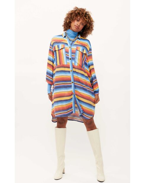 Robe courte rayée colorée Nikiti bleue