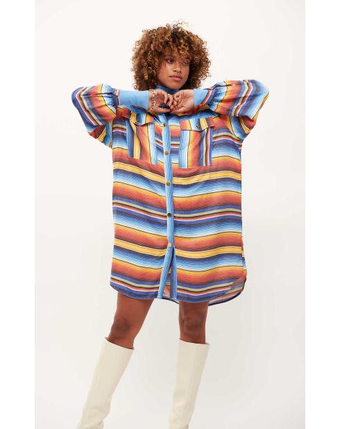 Robe courte rayée colorée Nikiti bleue