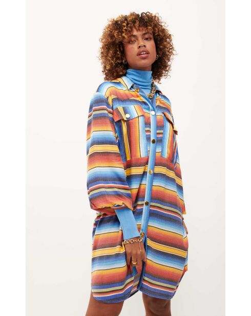 Robe courte rayée colorée Nikiti bleue