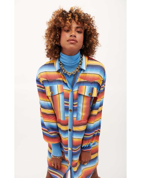 Robe courte rayée colorée Nikiti bleue