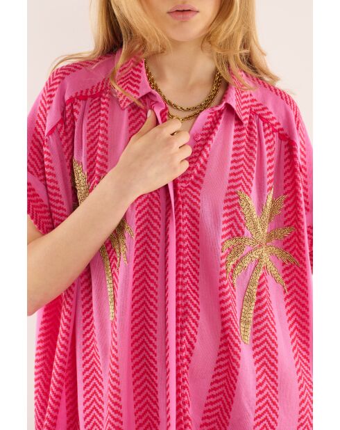 Robe chemise oversize Evelyne rose