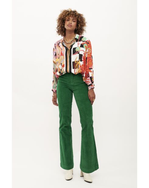 Pantalon flare en velours côtelé Victoria vert