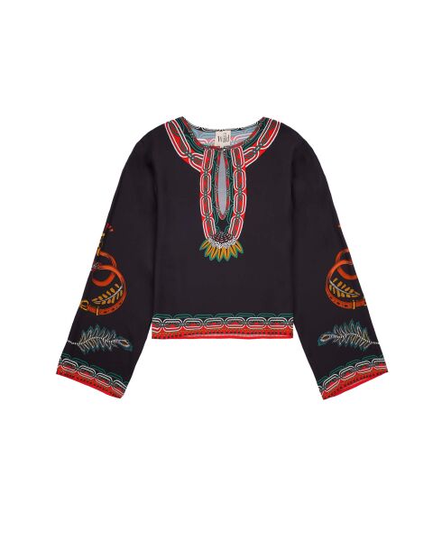 Blouse imprimé ethnique Noah noire