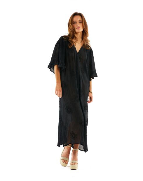 Robe transparente en gaze de coton Abel Noir noire