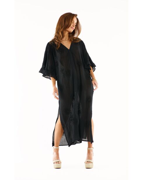 Robe transparente en gaze de coton Abel Noir noire