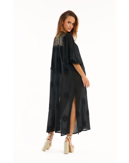 Robe transparente en gaze de coton Abel Noir noire