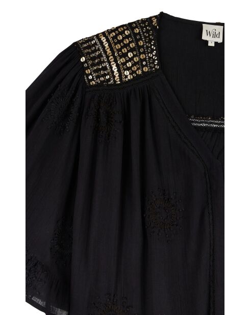 Robe transparente en gaze de coton Abel Noir noire