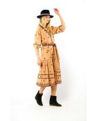 Robe droite longue manches avec broderies Serena beige