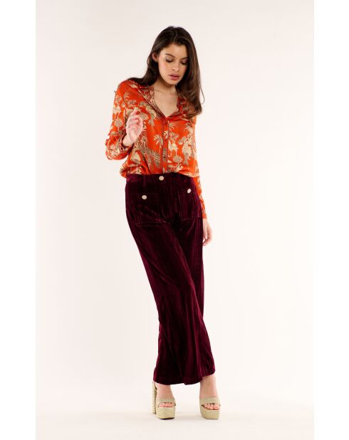 Pantalon droit velours Koffi bordeaux