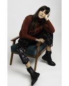 Pantalon velours imprimé floral Malo noir