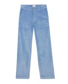 Pantalon droit en velours côtelé William bleu