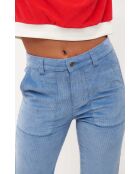 Pantalon droit en velours côtelé William bleu