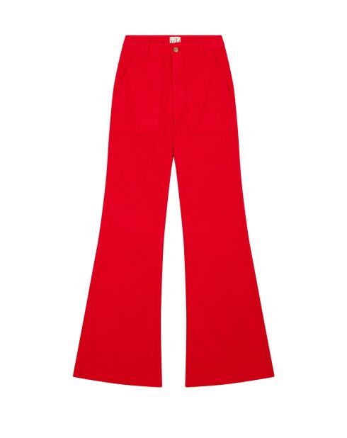 Pantalon bootcut velours côtelé Elisabeth rouge