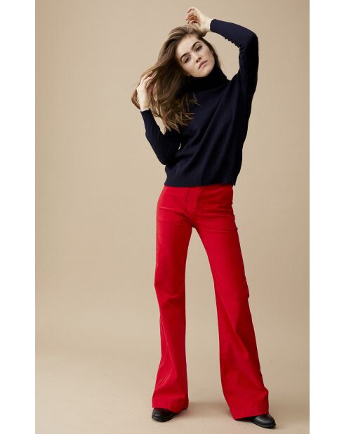 Pantalon bootcut velours côtelé Elisabeth rouge