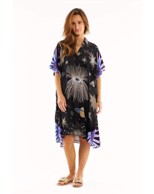 Robe fluide caftan sans manches Jeanne noire