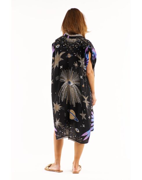 Robe fluide caftan sans manches Jeanne noire