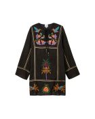 Robe courte à manches longues et broderies Fara noire