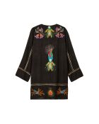 Robe courte à manches longues et broderies Fara noire