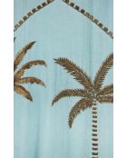 Robe caftan gaze de coton brodée de palmiers Annie bleue
