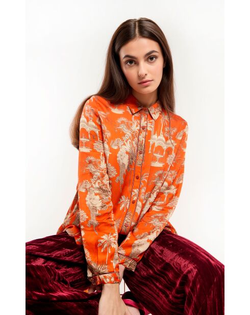 Chemise manches longues à motifs Mani rouge