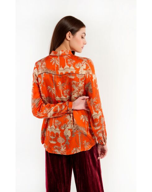 Chemise manches longues à motifs Mani rouge