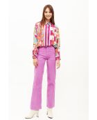 Pantalon droit en velours côtelé William rose