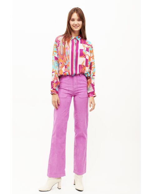 Pantalon droit en velours côtelé William rose