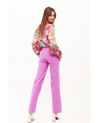 Pantalon droit en velours côtelé William rose