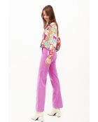 Pantalon droit en velours côtelé William rose
