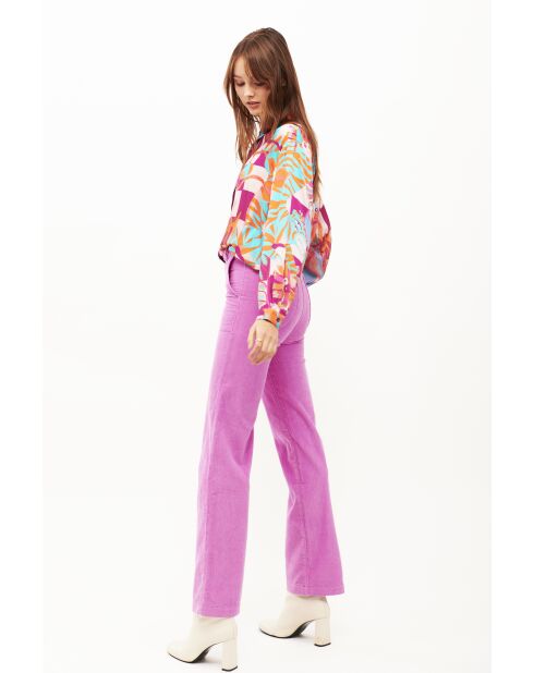 Pantalon droit en velours côtelé William rose