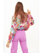 Pantalon droit en velours côtelé William rose