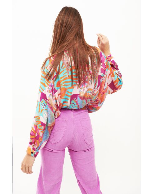 Pantalon droit en velours côtelé William rose